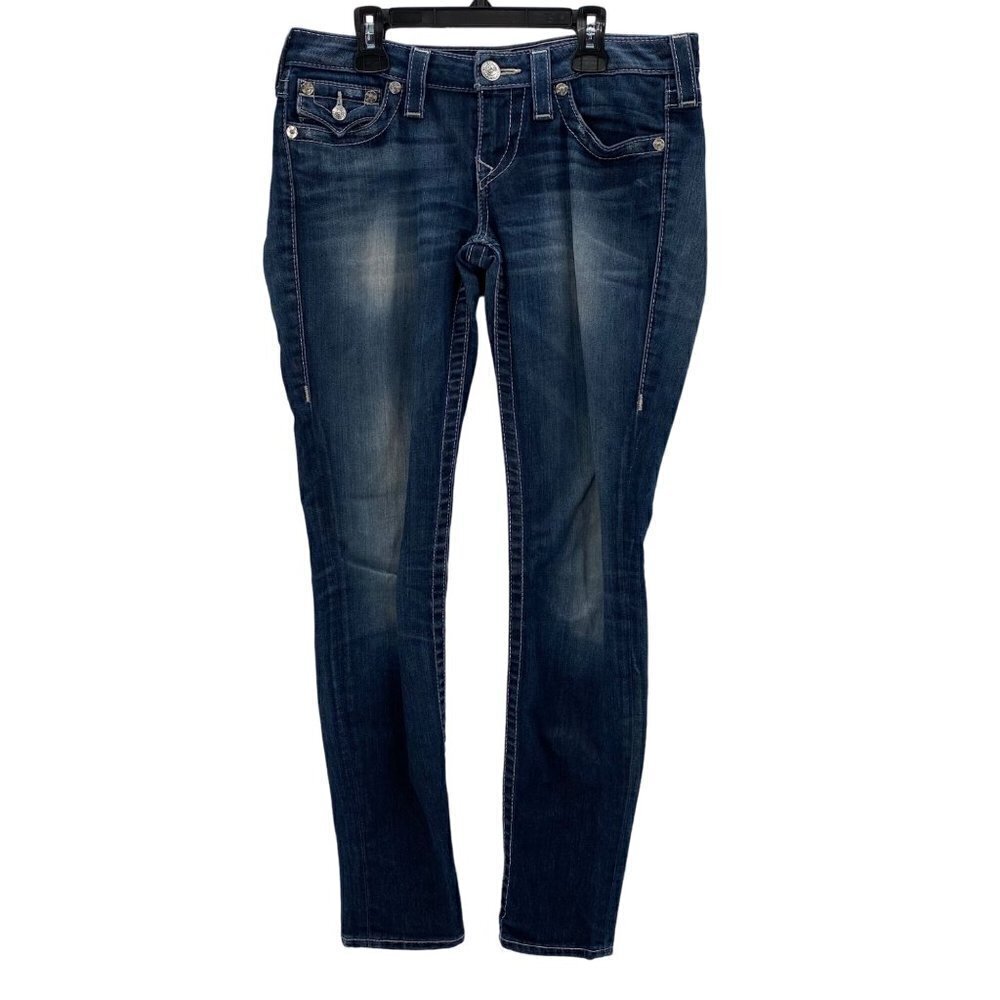 True Religion Five Pocket Skinny Blue Denim Jeans Women’s Size 28
